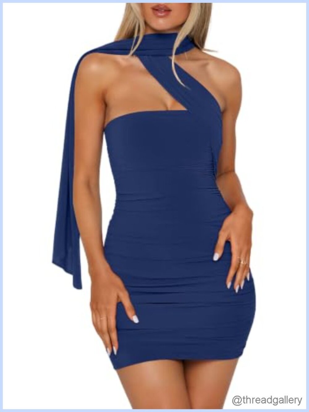 Women's Tube Mini Dress with Scarf Ruched Bodycon Backless Club Night Out